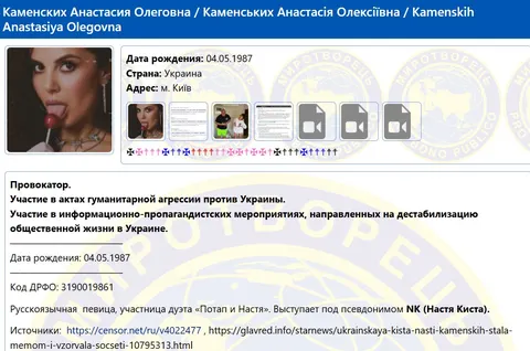 Настю Каменських внесли до бази «Миротворця»: мова, сцена і межі публічного